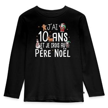 10 Ans Anniversaire Cadeau Père Noël Humour Enfant - T-shirt manches longues Premium Enfant - noir - Devant - AI Model Kid Male (0cm)