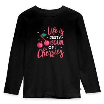 Cherry Cherry Tree Cherry Blossom Fruit Gift - Kids' Premium Longsleeve Shirt - black - Front - AI Model Kid Male (0cm)