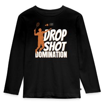 Drop Shot Domination Badminton Player - Kids' Premium Longsleeve Shirt - black - Front - AI Model Kid Male (0cm)