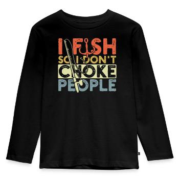 I Fish So I Don't Choke People Funny Fishing - Kids' Premium Longsleeve Shirt - black - Front - AI Model Kid Male (0cm)