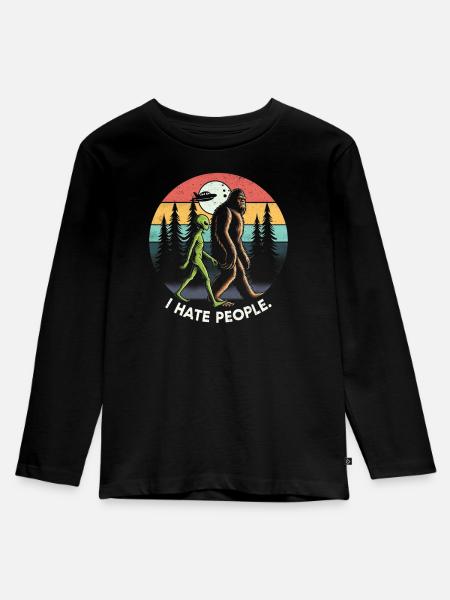 Alien - Kinder Premium Bio Langarmshirt - Schwarz