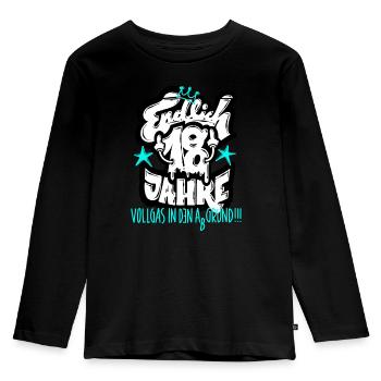 Endlich 18 Jahre - Kinder Premium Bio Langarmshirt - Schwarz - Vorne - AI Model Kid Male (0cm)