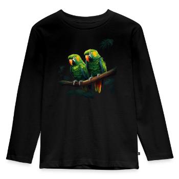 Perroquet Oiseau Ara Nature sauvage - T-shirt manches longues Premium Enfant - noir - Devant - AI Model Kid Male (0cm)
