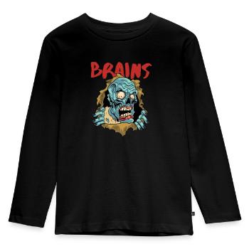 Zombie Halloween Brains - Kids' Premium Longsleeve Shirt - black - Front - AI Model Kid Male (0cm)