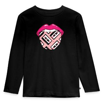 Cassette Audio Cassette Tongue - T-shirt manches longues Premium Enfant - noir - Devant - AI Model Kid Male (0cm)