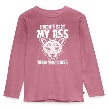 Jaguar Fun I Didnt Fart My Butt Blew You A Kiss - Kids' Premium Longsleeve Shirt - mauve - Front - AI Model Kid Female (0cm)