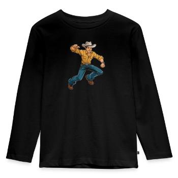 Line Dance - Kinder Premium Bio Langarmshirt - Schwarz - Vorne - AI Model Kid Male (0cm)