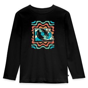 Vinyl Record Collector - Kids' Premium Longsleeve Shirt - black - Front - AI Model Kid Male (0cm)