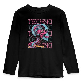 Techno Raver - Kids' Premium Longsleeve Shirt - black - Front - AI Model Kid Male (0cm)