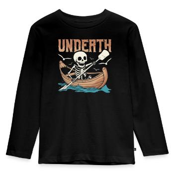Rowing Rower Skeleton Undeath - Kids' Premium Longsleeve Shirt - black - Front - AI Model Kid Male (0cm)
