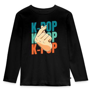 K Pop Kpop Korean Pop - Kids' Premium Longsleeve Shirt - black - Front - AI Model Kid Male (0cm)