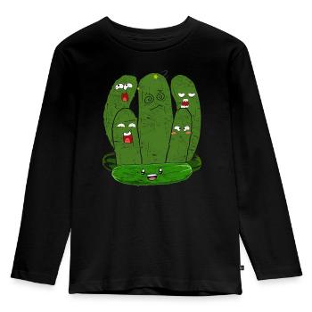 Cornichon aux légumes Cornichon Drôle de cadeau Concombre - T-shirt manches longues Premium Enfant - noir - Devant - AI Model Kid Male (0cm)
