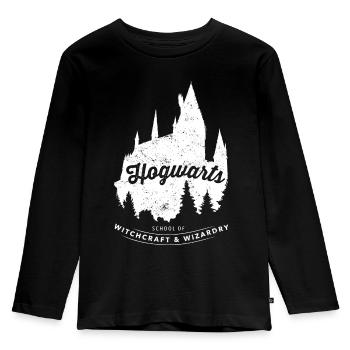 Harry Potter Hogwarts School - Kinder Premium Bio Langarmshirt - Schwarz - Vorne - AI Model Kid Male (0cm)