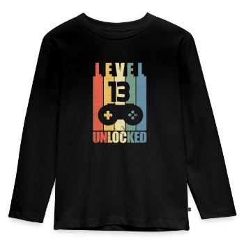 Niveau 13 - T-shirt manches longues Premium Enfant - noir - Devant - AI Model Kid Male (0cm)