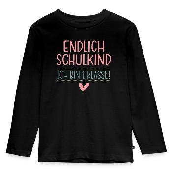 Endlich Schulkind - Kinder Premium Bio Langarmshirt - Schwarz - Vorne - AI Model Kid Male (0cm)