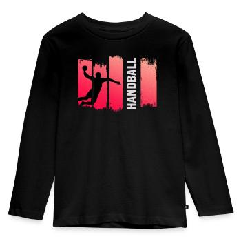 Handball Handballspieler Sprungwurf HandballPro - Kinder Premium Bio Langarmshirt - Schwarz - Vorne - AI Model Kid Male (0cm)
