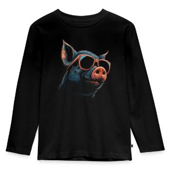 Pig Cool Sunglasses - Kids' Premium Longsleeve Shirt - black - Front - AI Model Kid Male (0cm)