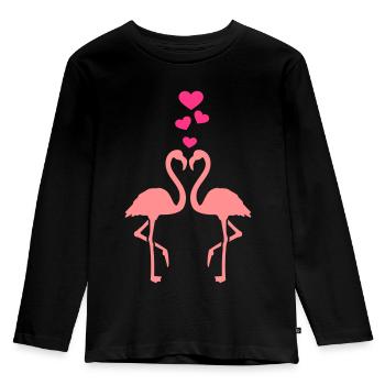 Flamingo - Kinder Premium Bio Langarmshirt - Schwarz - Vorne - AI Model Kid Male (0cm)