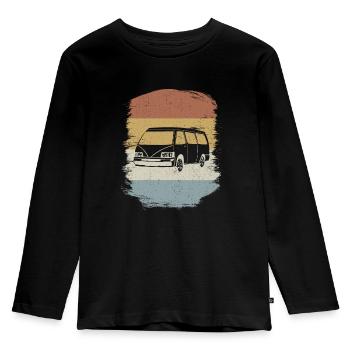 Retro Campervan Vintage Caravan Camping Van - T-shirt manches longues Premium Enfant - noir - Devant - AI Model Kid Male (0cm)