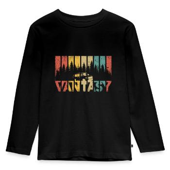 Retro Campervan Geschenk I Van Camping Bus - Kinder Premium Bio Langarmshirt - Schwarz - Vorne - AI Model Kid Male (0cm)