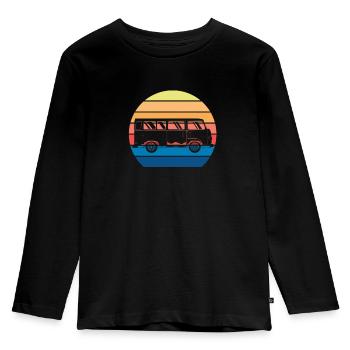 Retro Camper Bus Caravan Vintage Camper Bus - T-shirt manches longues Premium Enfant - noir - Devant - AI Model Kid Male (0cm)