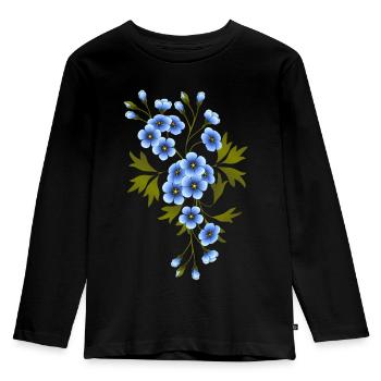 Fleur - T-shirt manches longues Premium Enfant - noir - Devant - AI Model Kid Male (0cm)