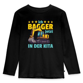 I am now an excavator in the daycare center construction worker - Kids' Premium Longsleeve Shirt - black - Front - AI Model Kid Male (0cm)