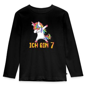 7th Birthday, Ich bin 7 Geburtstag für Mädchen - Kinder Premium Bio Langarmshirt - Schwarz - Vorne - AI Model Kid Male (0cm)