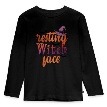 Halloween Repos Sorcière Visage - T-shirt manches longues Premium Enfant - noir - Devant - AI Model Kid Male (0cm)