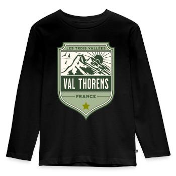 Val Thorens France Trois Vallées Ski - T-shirt manches longues Premium Enfant - noir - Devant - AI Model Kid Male (0cm)