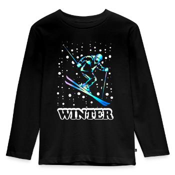 Skiing Winter Winter sports - Kids' Premium Longsleeve Shirt - black - Front - AI Model Kid Male (0cm)