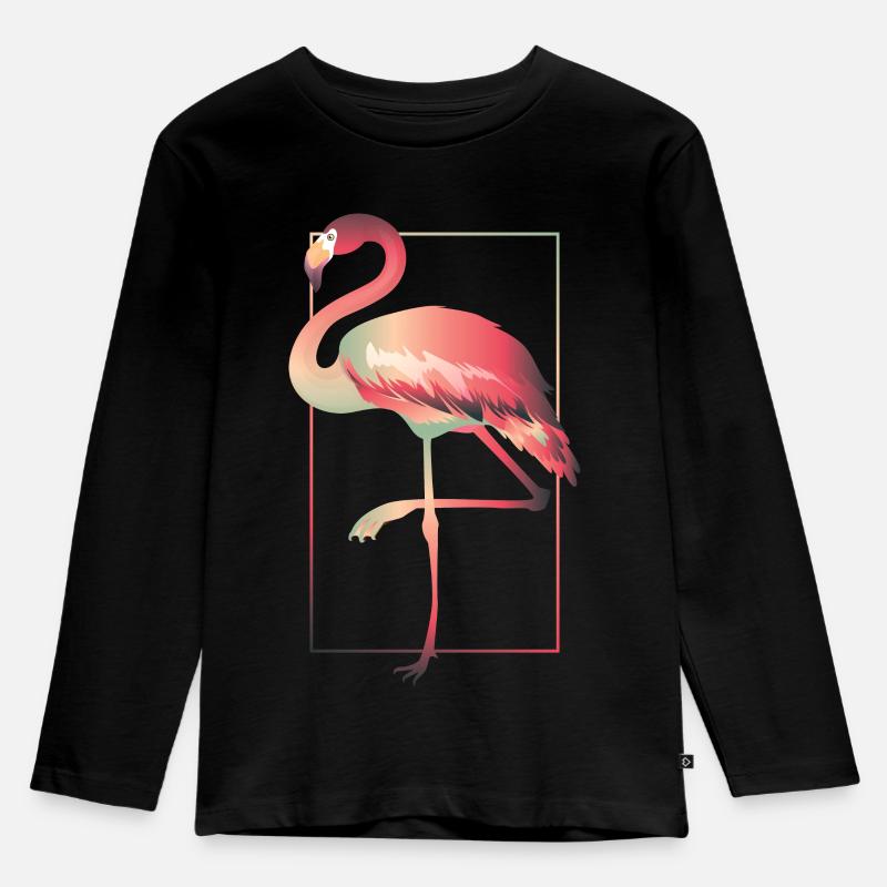 Flamingo - Kinder Premium Bio Langarmshirt - Schwarz