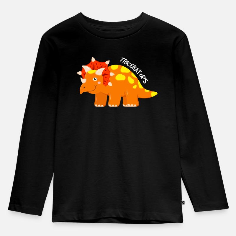 Triceratops - Kinder Premium Bio Langarmshirt - Schwarz
