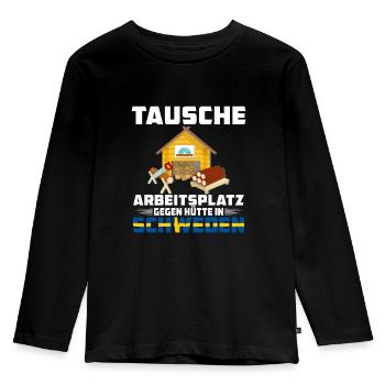 tausche arbeitsplatz gegen hütte in schweden - Kinder Premium Bio Langarmshirt - Schwarz - Vorne - AI Model Kid Male (0cm)