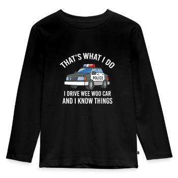 Lustiges Polizisten Polizei Polizeiwagen Spruch - Kinder Premium Bio Langarmshirt - Schwarz - Vorne - AI Model Kid Male (0cm)