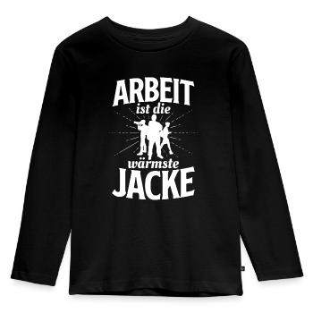 Arbeit ist die wärmste Jacke - für Arbeiter - Kinder Premium Bio Langarmshirt - Schwarz - Vorne - AI Model Kid Male (0cm)