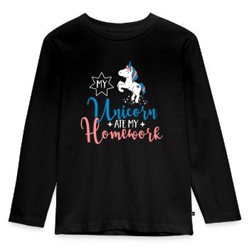 My Unicorn ate my Homework - Kids' Premium Longsleeve Shirt - black - Front - AI Model Kid Male (0cm)