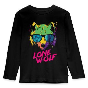Lone Wolf - Einsamer Wolf - Kinder Premium Bio Langarmshirt - Schwarz - Vorne - AI Model Kid Male (0cm)