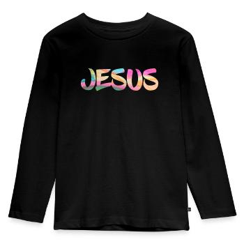 Jesus - Ekologisk långärmad premium-T-shirt barn - svart - Fram - AI Model Kid Male (0cm)