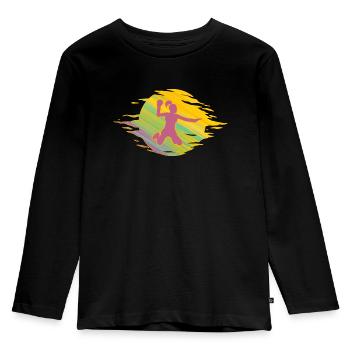 Handball Handballspielerin Sprungwurf handballgirl - Kinder Premium Bio Langarmshirt - Schwarz - Vorne - AI Model Kid Male (0cm)