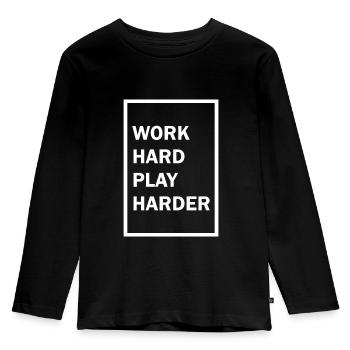 Work Hard Play Harder - Kids' Premium Longsleeve Shirt - black - Front - AI Model Kid Male (0cm)