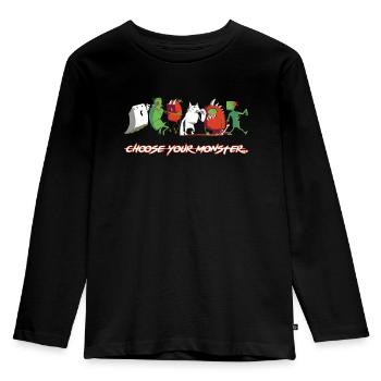 Halloween Comic Choose Your Monster - Kids' Premium Longsleeve Shirt - black - Front - AI Model Kid Male (0cm)
