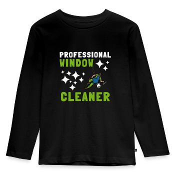 Window Cleaner Services Car Window Cleaning Window - Kids' Premium Longsleeve Shirt - black - Front - AI Model Kid Male (0cm)