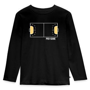 Handball Handballfeld Sprungwurf Handballhalle - Kinder Premium Bio Langarmshirt - Schwarz - Vorne - AI Model Kid Male (0cm)
