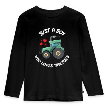 JUST A BOY WHO LOVES TRACTORS - Kids' Premium Longsleeve Shirt - black - Front - AI Model Kid Male (0cm)