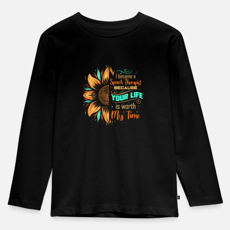 Logopäde Sonnenblume Sprachtherapeut Logopädin - Kinder Premium Bio Langarmshirt - Schwarz