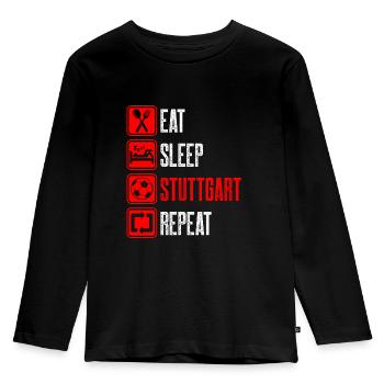 Repeat Stuttgart - Kinder Premium Bio Langarmshirt - Schwarz - Vorne - AI Model Kid Male (0cm)