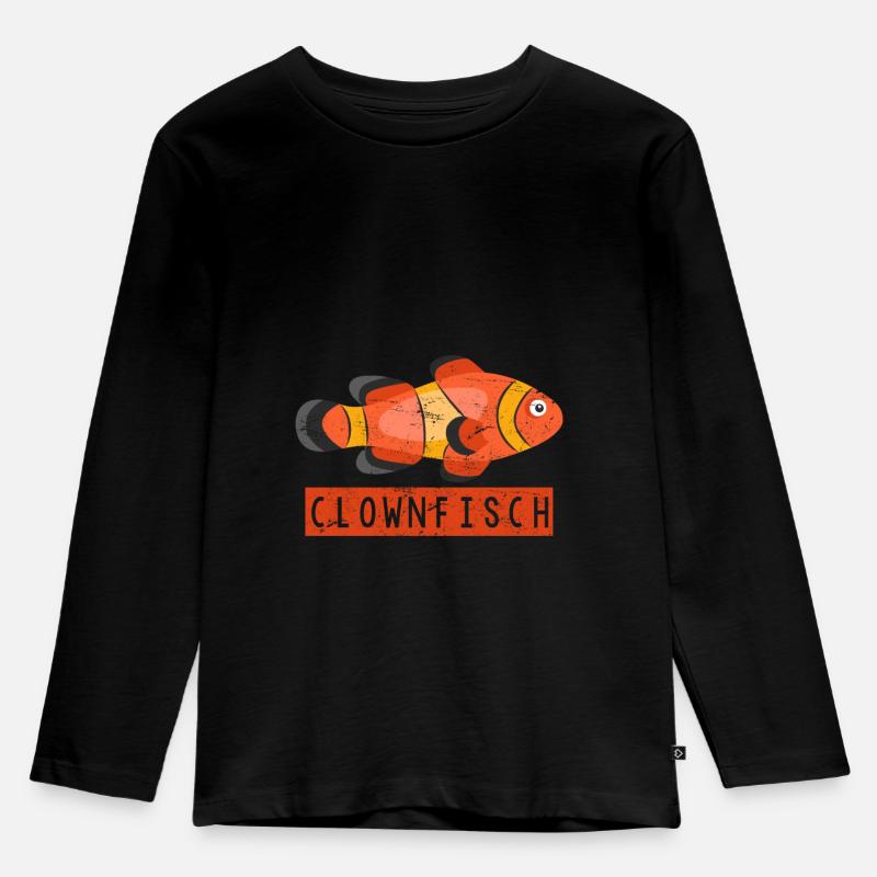 clownfisch - Kinder Premium Bio Langarmshirt - Schwarz