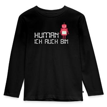 Mensch Roboter Android fühlt sich Menschlich - Kinder Premium Bio Langarmshirt - Schwarz - Vorne - AI Model Kid Male (0cm)