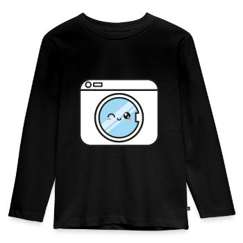 Machine à laver Kawaii Drôle doux - T-shirt manches longues Premium Enfant - noir - Devant - AI Model Kid Male (0cm)